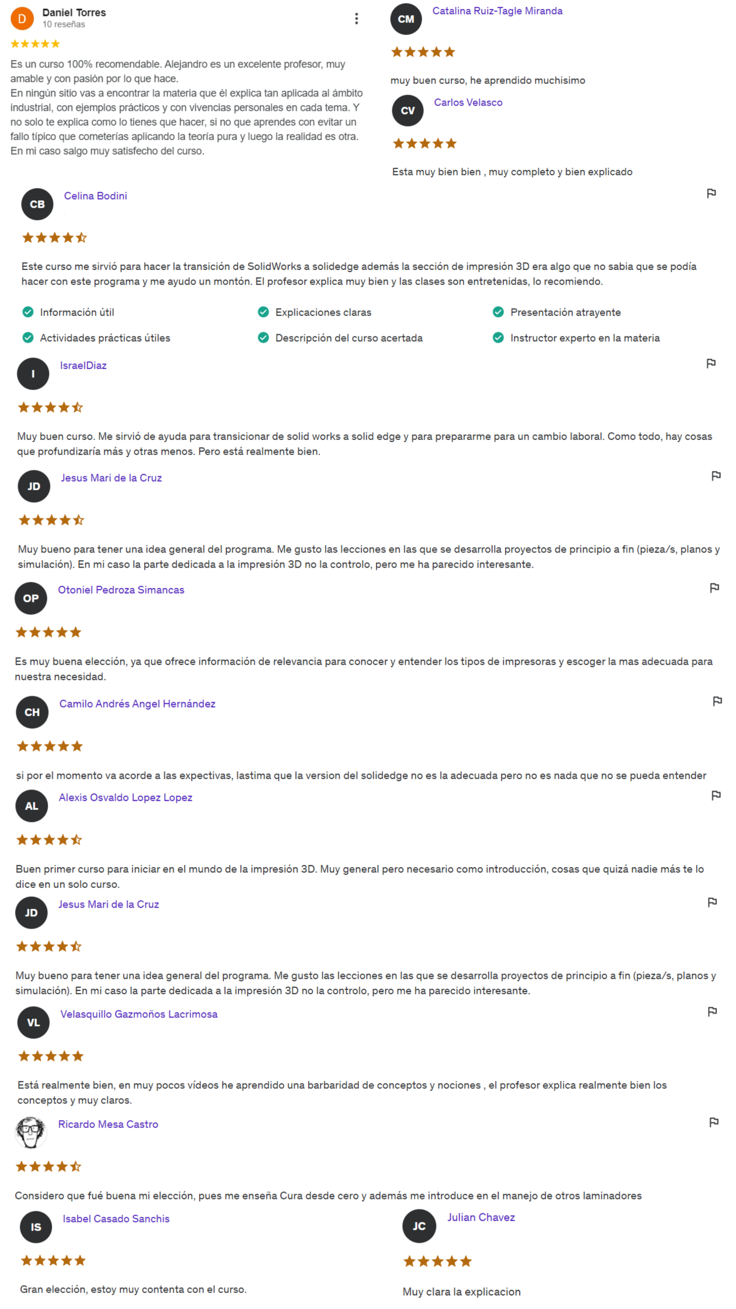 Reseñas cursos proyecto mecánico